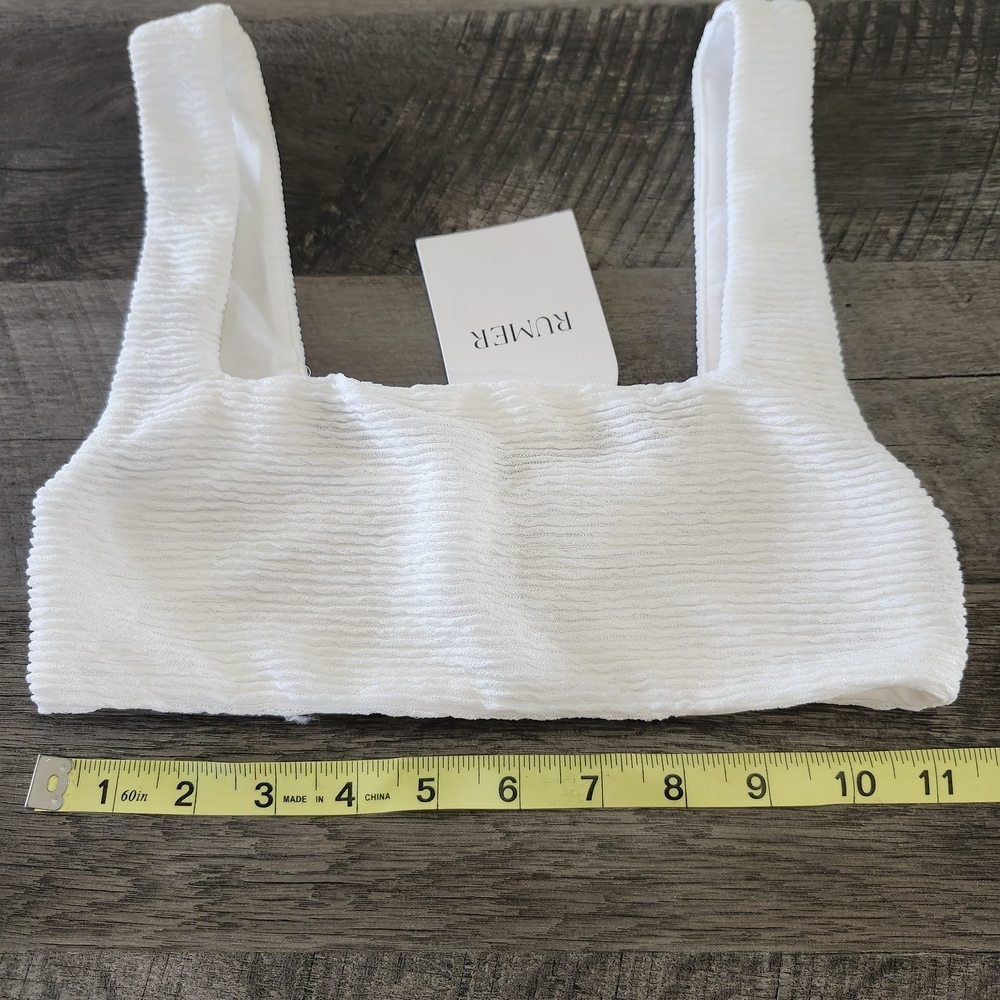 NWT Revolve Rumer White Ribbed Rosa Crop Or Swim Top Sz S - Picture 3 of 8